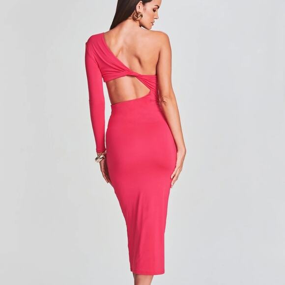 Ser.O.Ya Retrofête Ivana Coral Cutout One Sleeve Midi Dress XS NWT - Picture 4 of 12